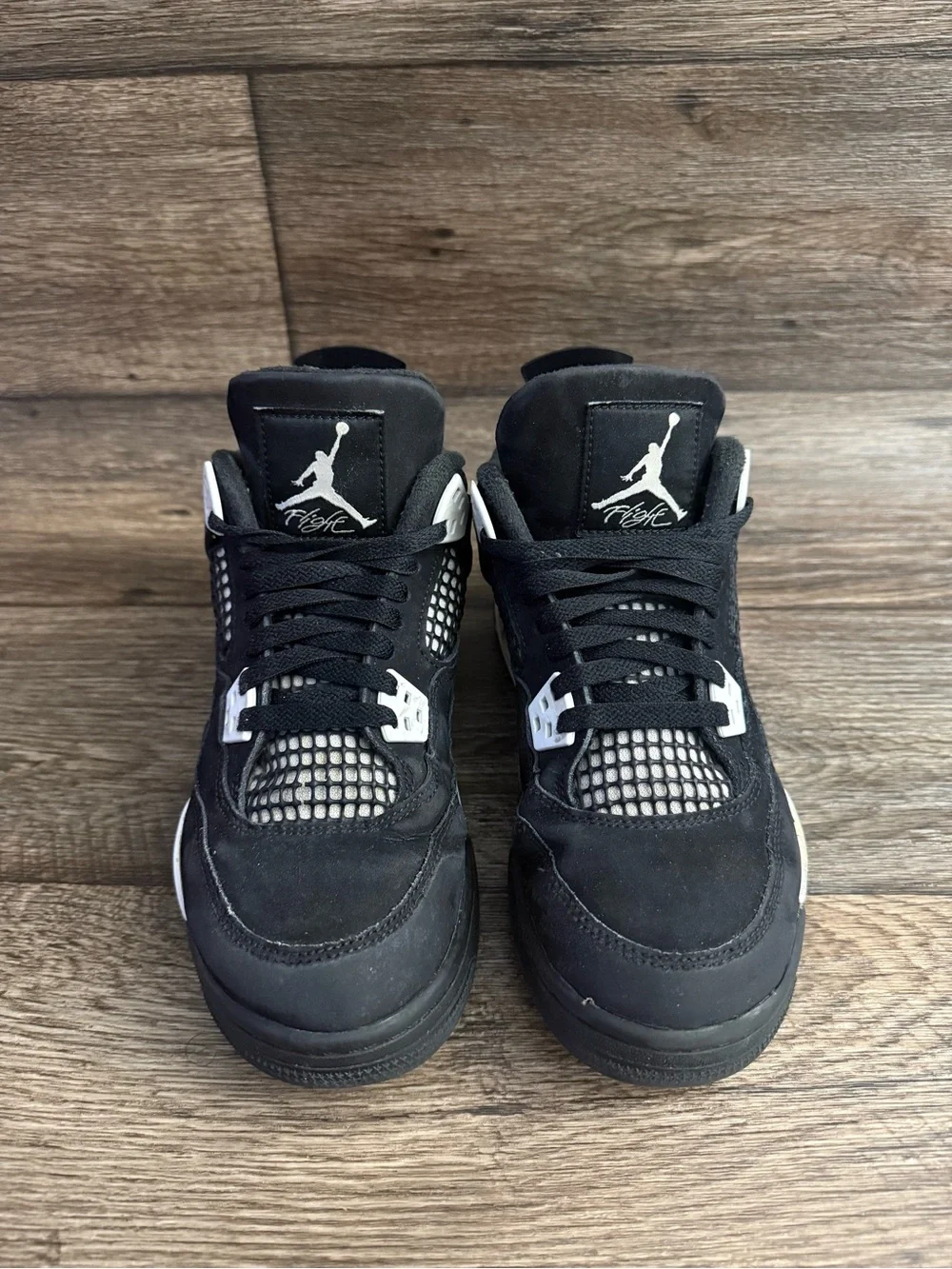 Nike Air Jordan 4 Retro Black White Thunder Kids Size 6.5Y